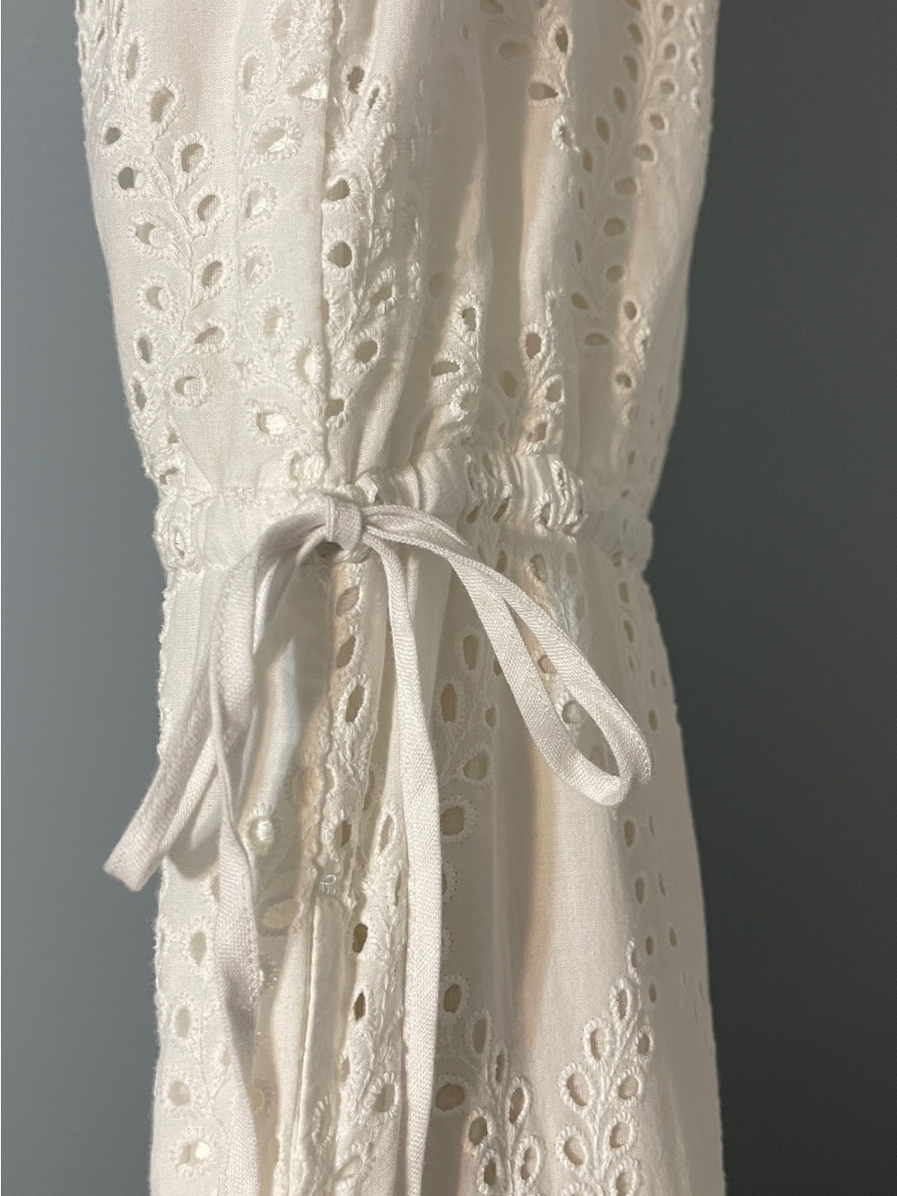 J.McLaughlin Elana White Eyelet Cotton Maxi Dress Flutter Sleeve Medium NWT - Picture 5 of 10